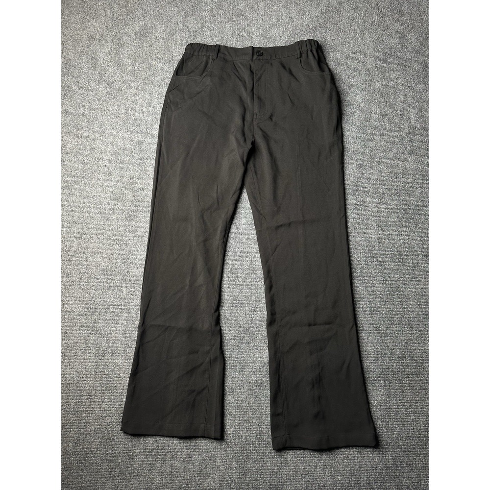 Mens Pants STPH.CO Black Flared Button Hem Trousers Cotton 2021, Size‎ L